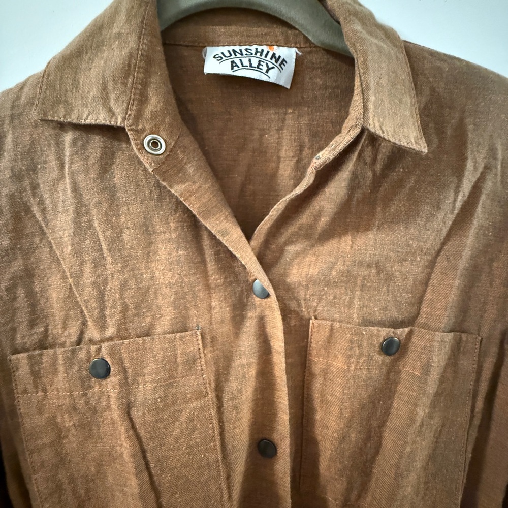 Brown Button-Up Jumpsuit - Picture 2 of 3